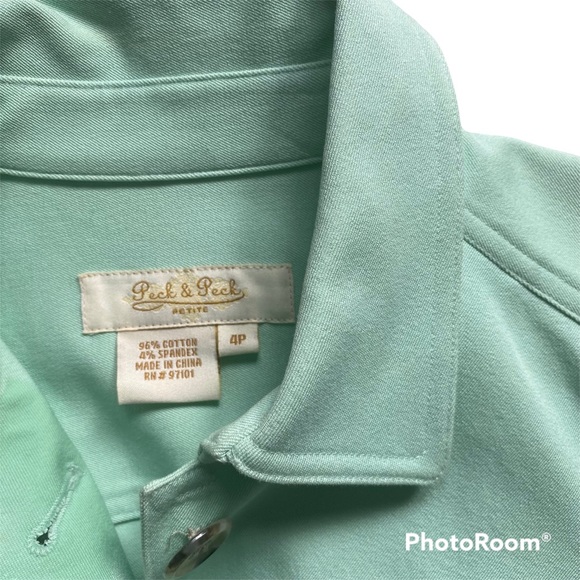 Peck & Peck Petite Jacket Cotton Pastel Green - Picture 2 of 10